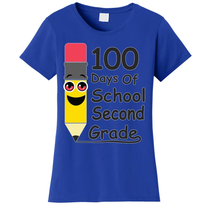 100 Days Of School Second Grade 2nd Graders Pencil Drawing Gift Women's T-Shirt