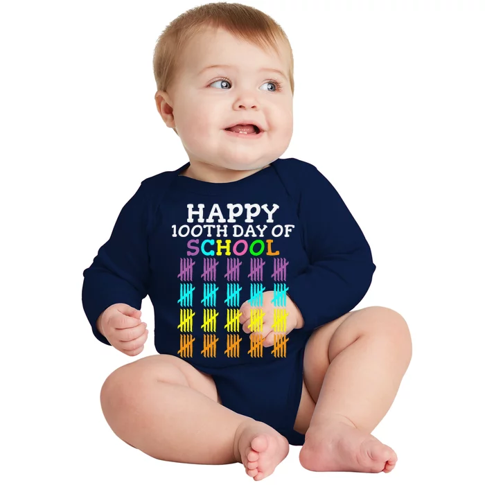 100 Days Of School Student Teacher Baby Long Sleeve Bodysuit