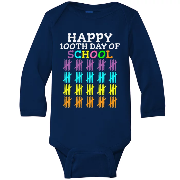 100 Days Of School Student Teacher Baby Long Sleeve Bodysuit