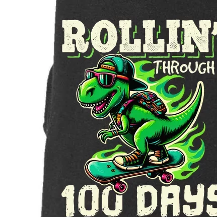 100 Days Of School Teacher 100th Day T Rex Outfit Doggie 3-End Fleece Hoodie