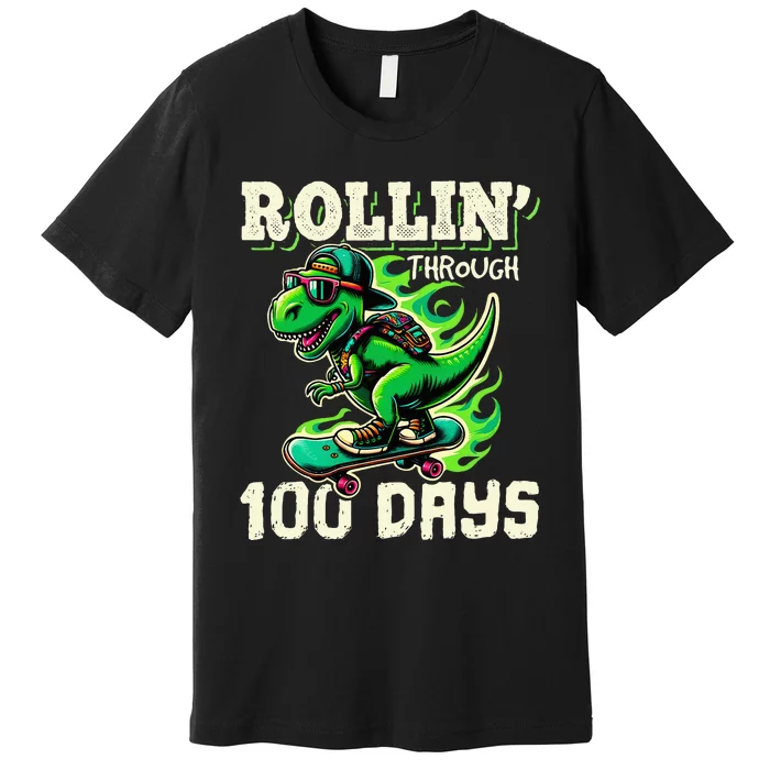 100 Days Of School Teacher 100th Day T Rex Outfit Premium T-Shirt