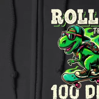 100 Days Of School Teacher 100th Day T Rex Outfit Full Zip Hoodie