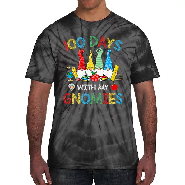 100 Days Of School Gnomes Teachers Happy 100th Day Tie-Dye T-Shirt