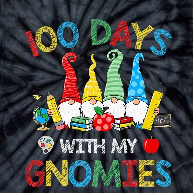 100 Days Of School Gnomes Teachers Happy 100th Day Tie-Dye T-Shirt