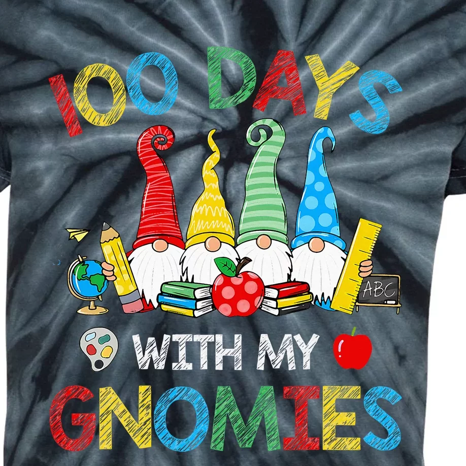 100 Days Of School Gnomes Teachers Happy 100th Day Kids Tie-Dye T-Shirt