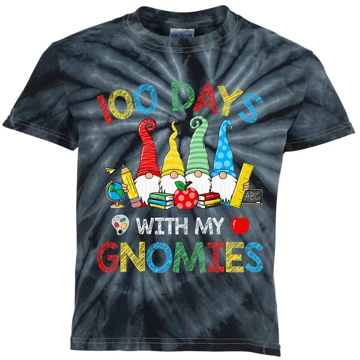 100 Days Of School Gnomes Teachers Happy 100th Day Kids Tie-Dye T-Shirt