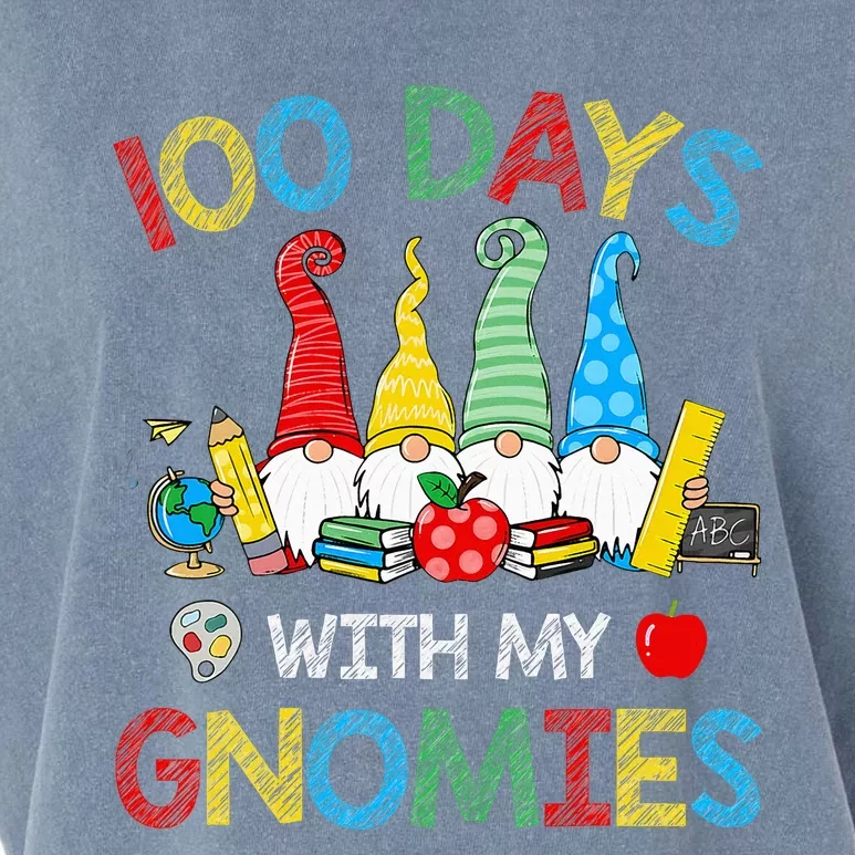 100 Days Of School Gnomes Teachers Happy 100th Day Garment-Dyed Women's Muscle Tee