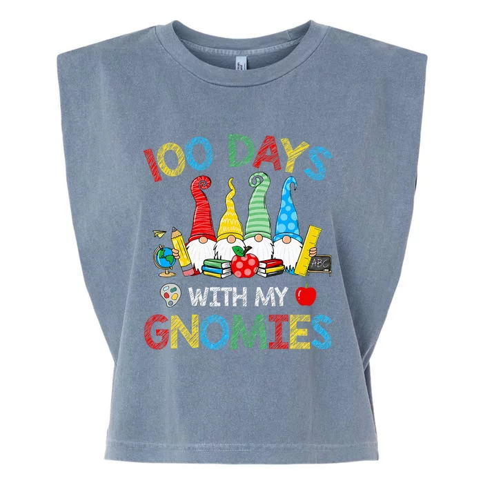 100 Days Of School Gnomes Teachers Happy 100th Day Garment-Dyed Women's Muscle Tee