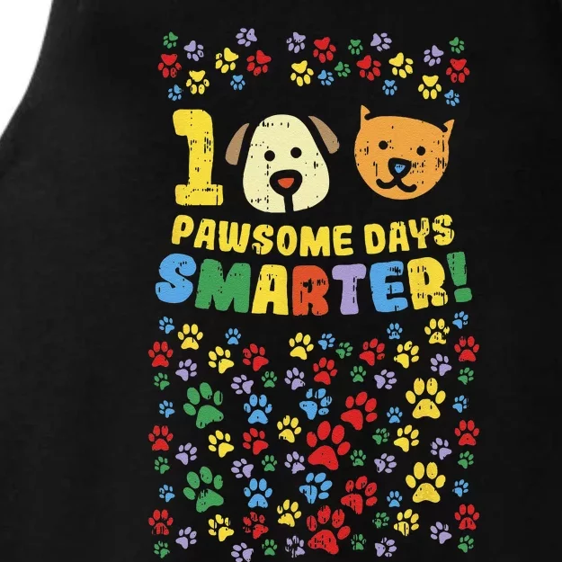 100th Day Of School 100 Pawsome Smarter Dog Cat Paws Ladies Tri-Blend Wicking Tank