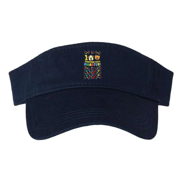 100th Day Of School 100 Pawsome Smarter Dog Cat Paws Valucap Bio-Washed Visor