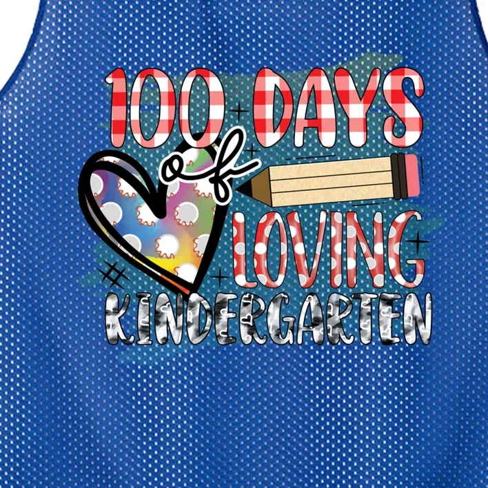 100 Day Of Loving Kindergarten 100 Days Of School Meaningful Gift Mesh Reversible Basketball Jersey Tank