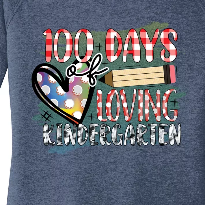 100 Day Of Loving Kindergarten 100 Days Of School Meaningful Gift Women's Perfect Tri Tunic Long Sleeve Shirt