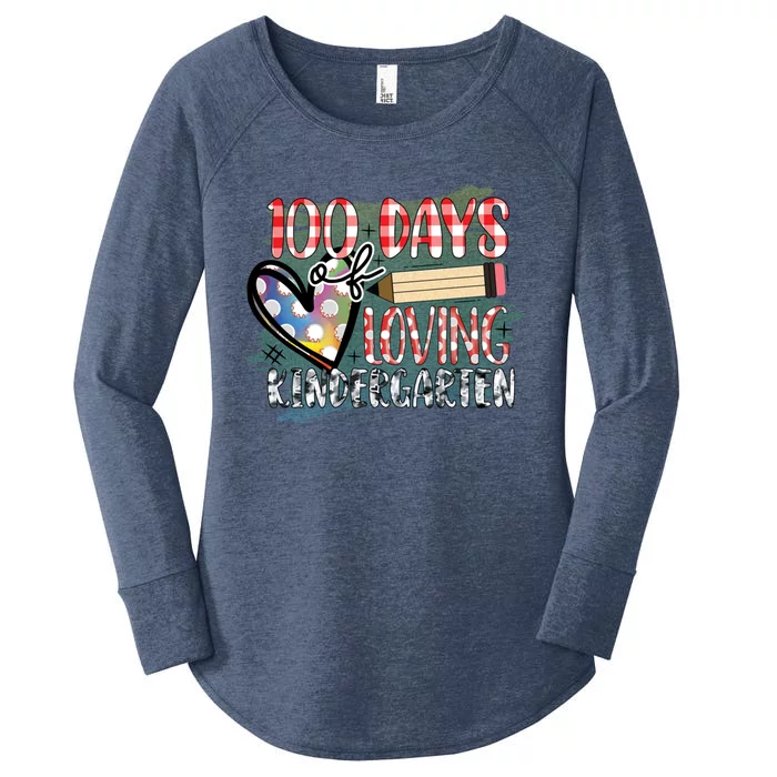 100 Day Of Loving Kindergarten 100 Days Of School Meaningful Gift Women's Perfect Tri Tunic Long Sleeve Shirt