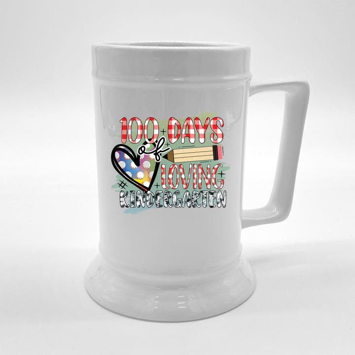 100 Day Of Loving Kindergarten 100 Days Of School Meaningful Gift Front & Back Beer Stein