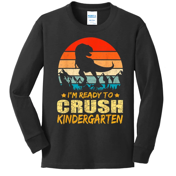 1st Day Of Kindergarten Im Ready To Crush Dinosaur Boy Kids Long Sleeve Shirt