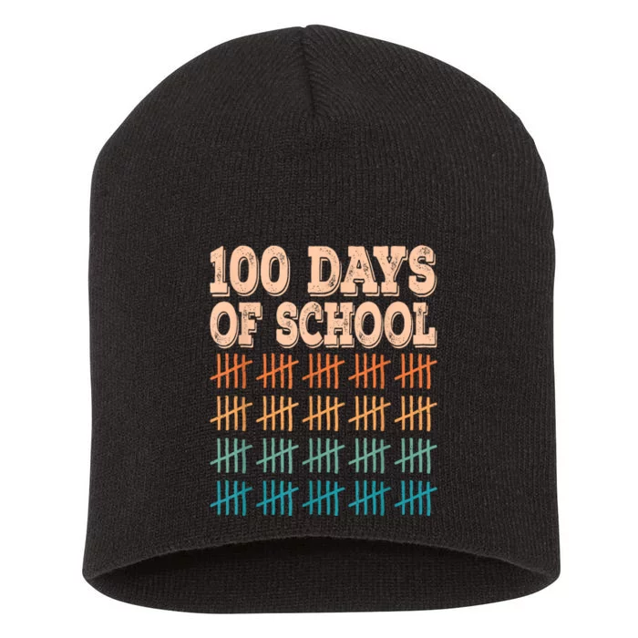 100 Days Of School Teacher And Student Short Acrylic Beanie