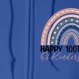 100th Day Of School Kindergarten Rainbow 100 Days Of School Great Gift Full Zip Hoodie