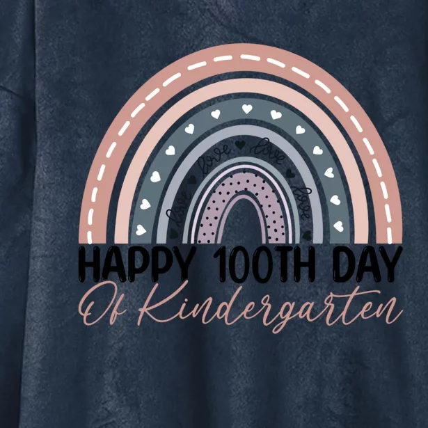 100th Day Of School Kindergarten Rainbow 100 Days Of School Great Gift Hooded Wearable Blanket