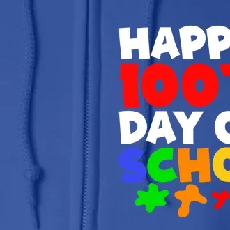 100 Days Of School Meaningful Gift Happy 100th Day Of School Drawing Gift Full Zip Hoodie