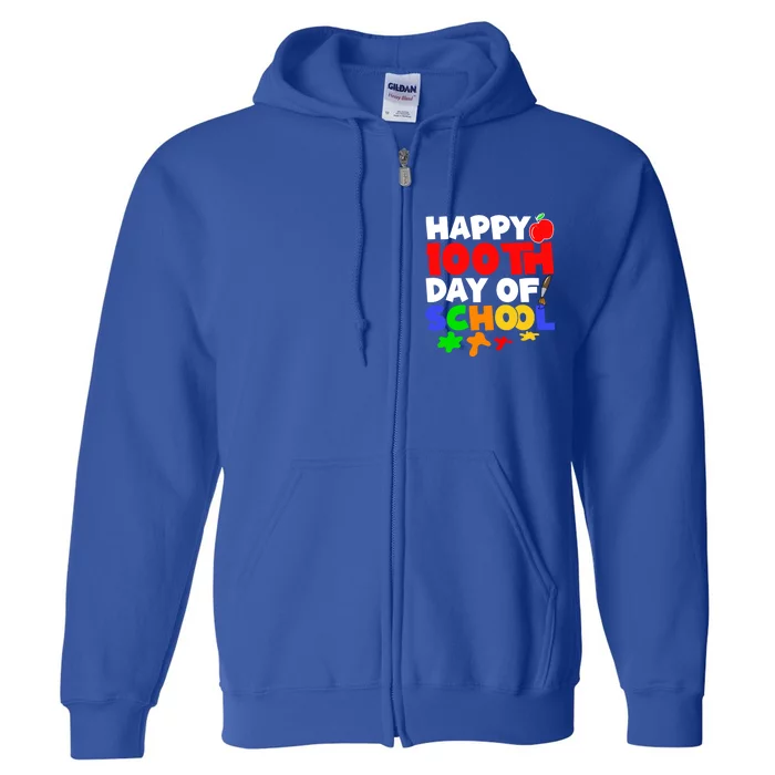 100 Days Of School Meaningful Gift Happy 100th Day Of School Drawing Gift Full Zip Hoodie