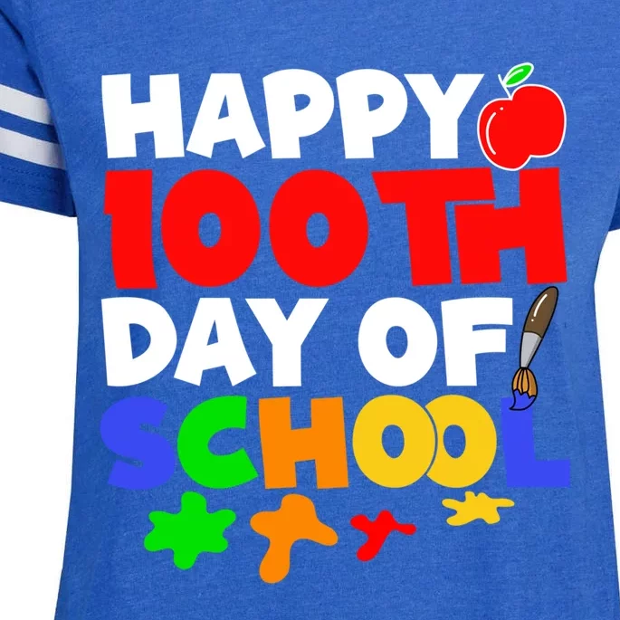 100 Days Of School Meaningful Gift Happy 100th Day Of School Drawing Gift Enza Ladies Jersey Football T-Shirt