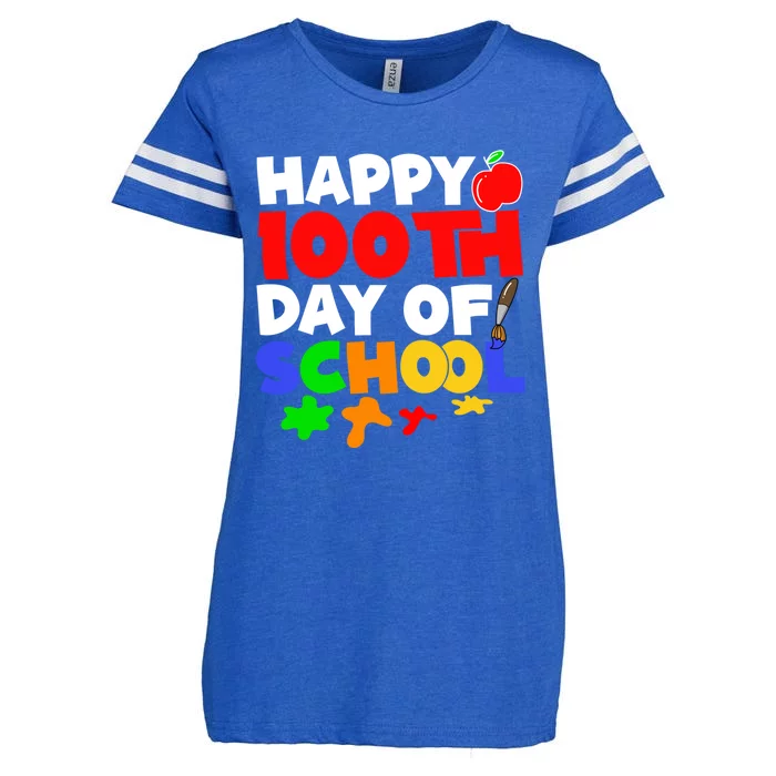 100 Days Of School Meaningful Gift Happy 100th Day Of School Drawing Gift Enza Ladies Jersey Football T-Shirt