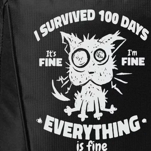 100th Day Of School Students I Survived 100 Days Cat City Backpack