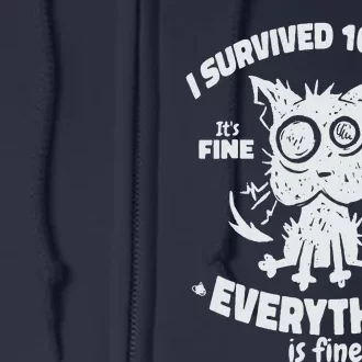 100th Day Of School Students I Survived 100 Days Cat Full Zip Hoodie