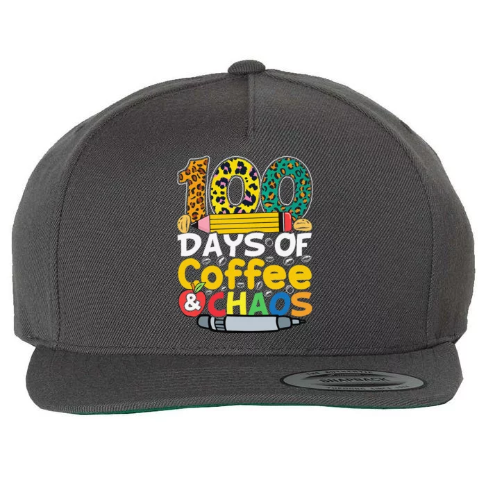 100 Days Of School Coffee Lover 100th Day Of School Teacher Wool Snapback Cap