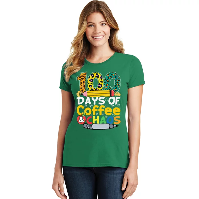 100 Days Of School Coffee Lover 100th Day Of School Teacher Women's T-Shirt