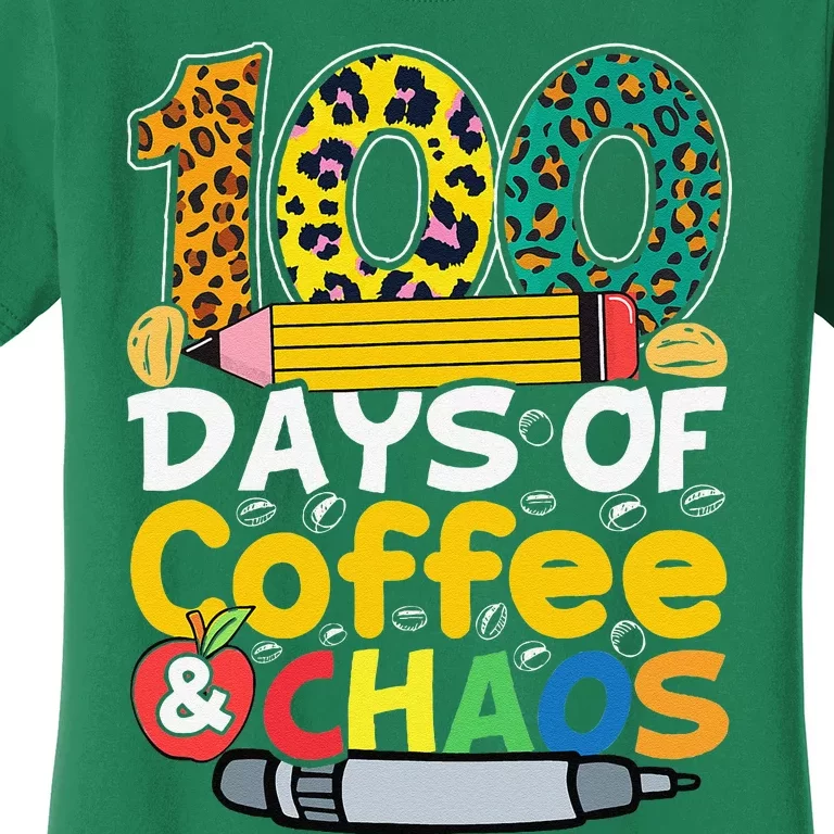 100 Days Of School Coffee Lover 100th Day Of School Teacher Women's T-Shirt