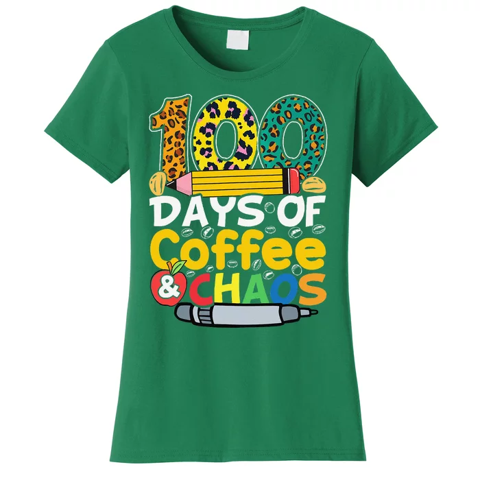 100 Days Of School Coffee Lover 100th Day Of School Teacher Women's T-Shirt