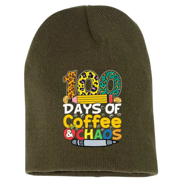 100 Days Of School Coffee Lover 100th Day Of School Teacher Short Acrylic Beanie