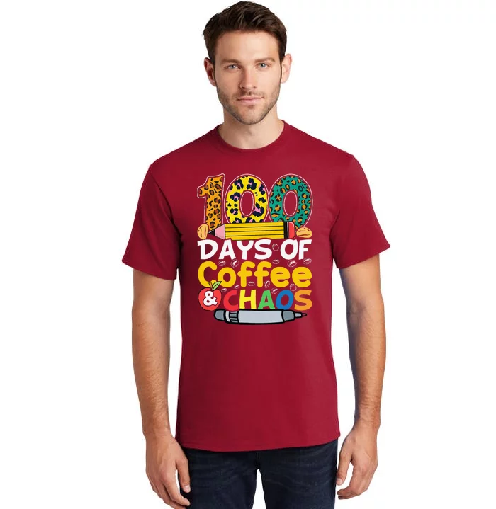 100 Days Of School Coffee Lover 100th Day Of School Teacher Tall T-Shirt