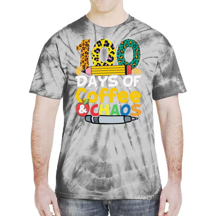 100 Days Of School Coffee Lover 100th Day Of School Teacher Tie-Dye T-Shirt