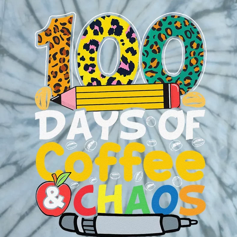 100 Days Of School Coffee Lover 100th Day Of School Teacher Tie-Dye T-Shirt