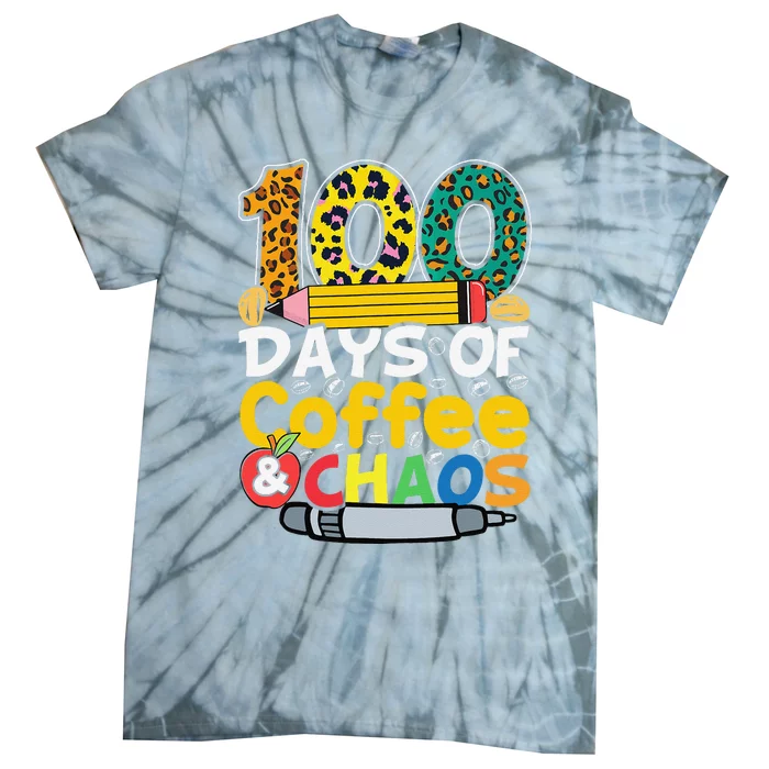 100 Days Of School Coffee Lover 100th Day Of School Teacher Tie-Dye T-Shirt