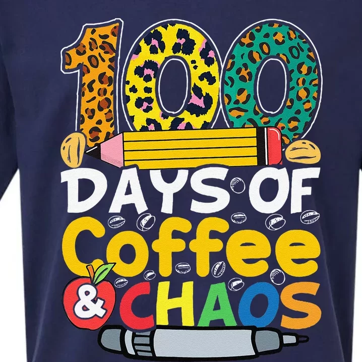 100 Days Of School Coffee Lover 100th Day Of School Teacher Sueded Cloud Jersey T-Shirt