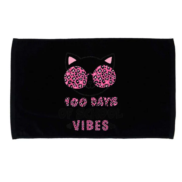 100th Day Of School Vibes 100 Days Cat Leopard Sunglasses Microfiber Hand Towel