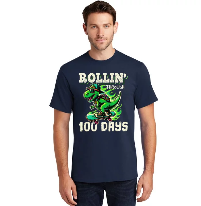 100 Days Of School Teacher 100th Day T Rex Outfit Tall T-Shirt