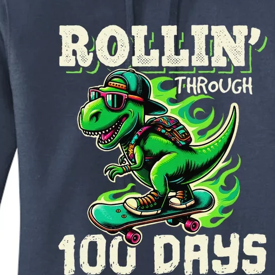 100 Days Of School Teacher 100th Day T Rex Outfit Women's Pullover Hoodie