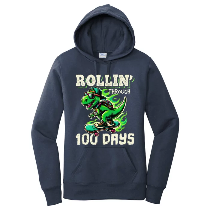 100 Days Of School Teacher 100th Day T Rex Outfit Women's Pullover Hoodie