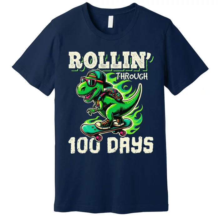 100 Days Of School Teacher 100th Day T Rex Outfit Premium T-Shirt