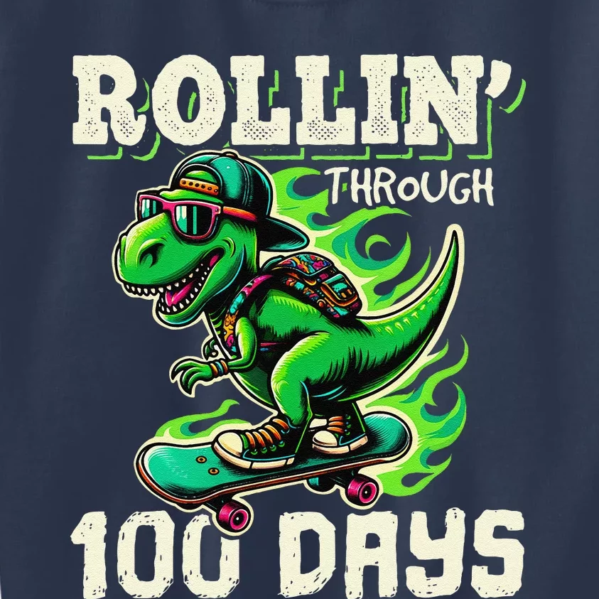 100 Days Of School Teacher 100th Day T Rex Outfit Kids Sweatshirt