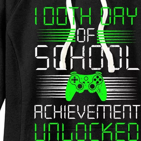 100 Days Of School Achievement Unlocked Video Game 100th Day Women's Fleece Hoodie