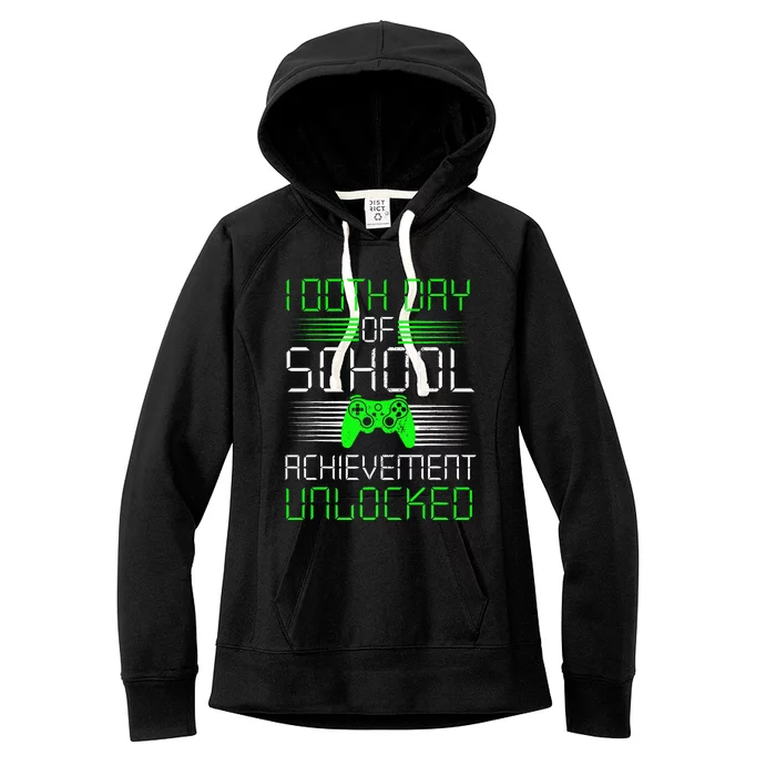 100 Days Of School Achievement Unlocked Video Game 100th Day Women's Fleece Hoodie