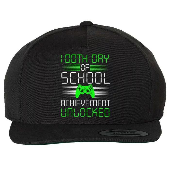 100 Days Of School Achievement Unlocked Video Game 100th Day Wool Snapback Cap