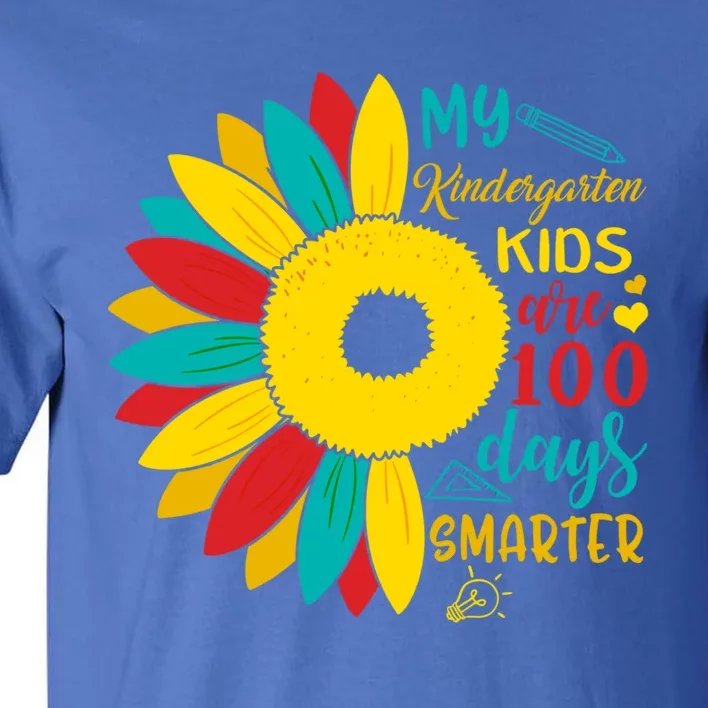 100th Day Of School Kindergarten Teacher Smarter Sunflower Cute Gift Tall T-Shirt