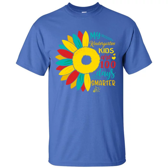 100th Day Of School Kindergarten Teacher Smarter Sunflower Cute Gift Tall T-Shirt