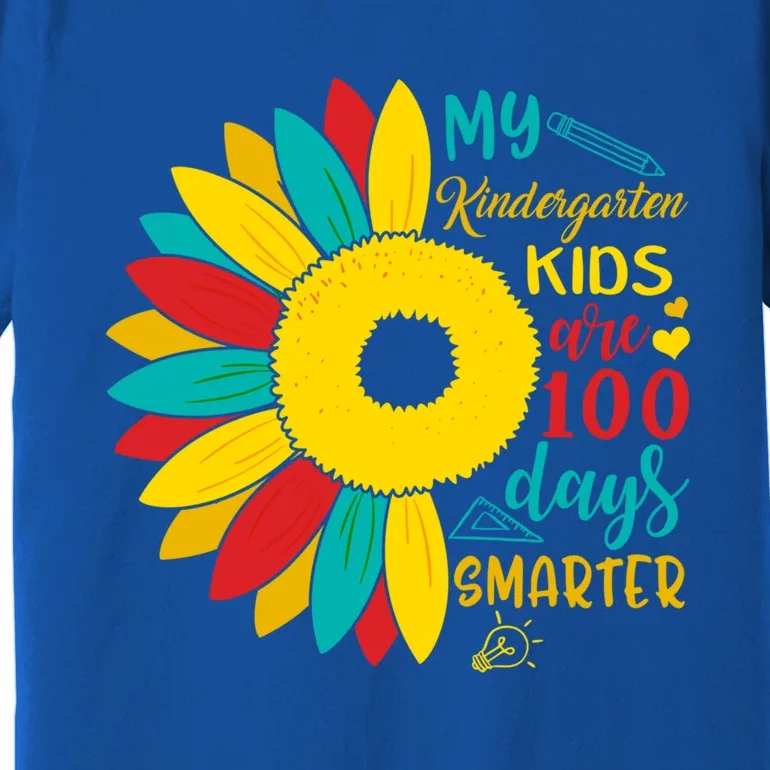 100th Day Of School Kindergarten Teacher Smarter Sunflower Cute Gift Premium T-Shirt